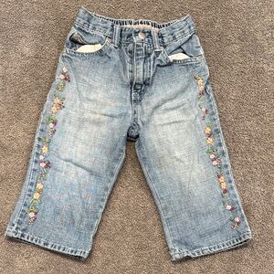 Vintage BABY GAP Kids Blue Jeans with Floral Embroidery